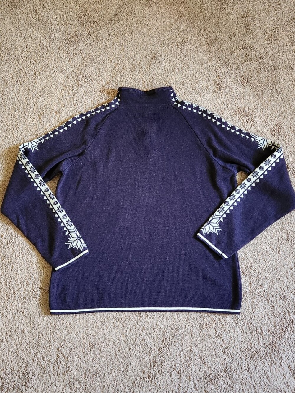 Dale of Norway Geilo Purple Women Sweater Pure Merino Wool  1/4 Zip Snowflake XL - Picture 5 of 13